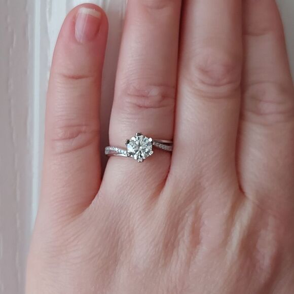 1 Carat Wave Moissanite 925 Silver Engagement - Picture 7 of 12